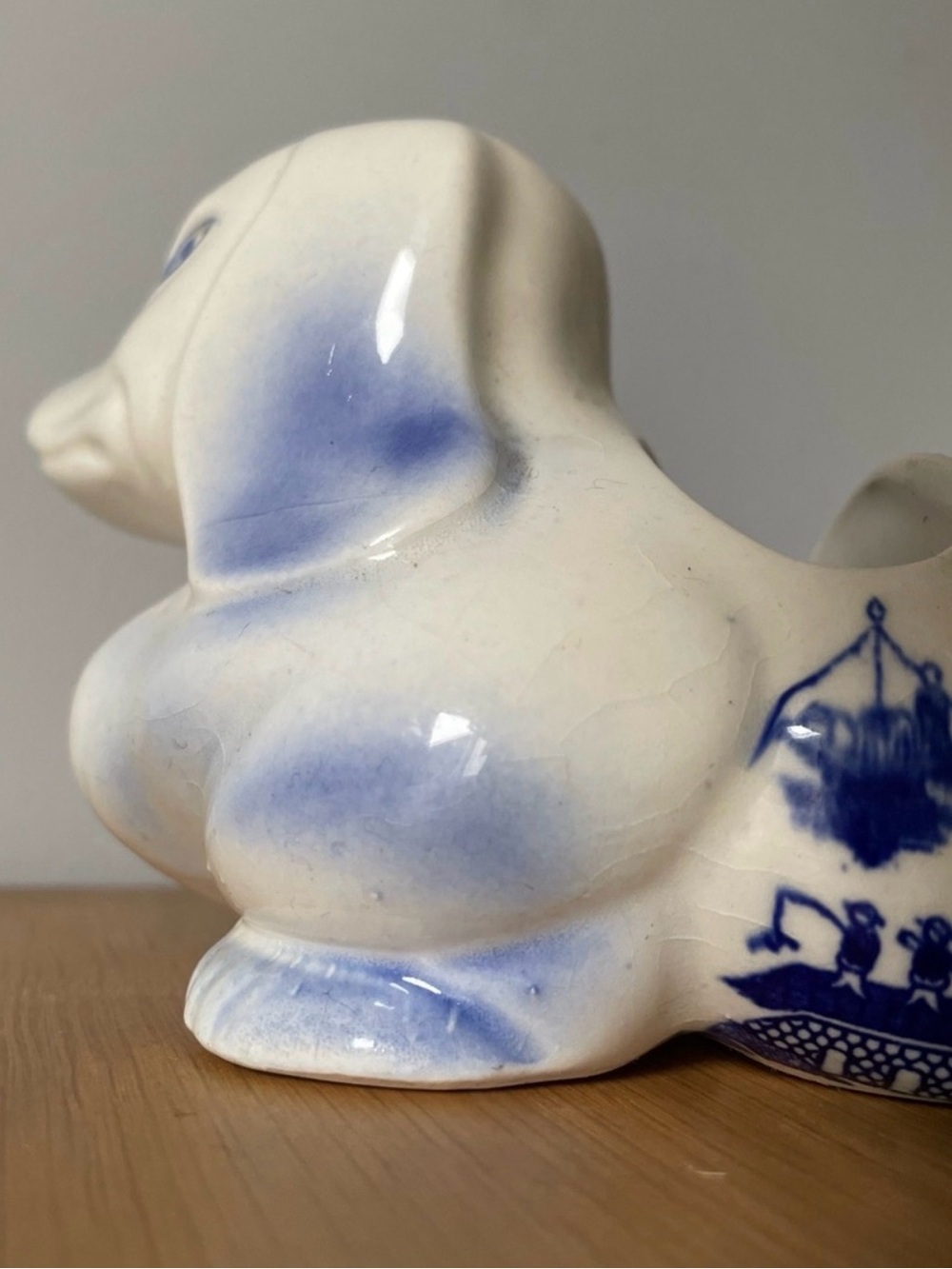Vintage Blue Willow Dachshund 4-Piece Ceramic Planter Snack Set Japan - Picture 8 of 16